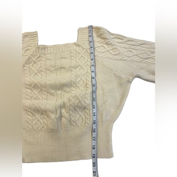 Shein Cable Knit Sweater Cropped Balloon Sleeves Ivory - Picture 5 of 6